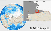 Shaded Relief Location Map of Kurgan, highlighted country, highlighted grandparent region