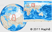Shaded Relief Location Map of Kurgan, highlighted country, highlighted parent region, within the entire country