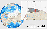 Shaded Relief Location Map of Kurgan, highlighted country, highlighted parent region
