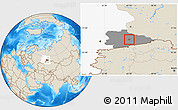 Shaded Relief Location Map of Kurgan, highlighted parent region, highlighted grandparent region