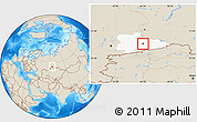 Shaded Relief Location Map of Kurgan, highlighted parent region