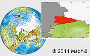 Physical Location Map of Kurgan Oblast, highlighted country, highlighted parent region