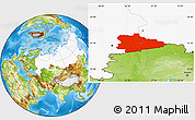 Physical Location Map of Kurgan Oblast, highlighted country