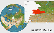 Satellite Location Map of Kurgan Oblast, highlighted parent region