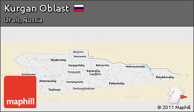 Classic Style Panoramic Map of Kurgan Oblast, single color outside