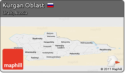 Classic Style Panoramic Map of Kurgan Oblast, single color outside