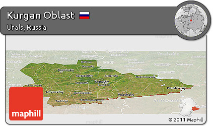 Satellite Panoramic Map of Kurgan Oblast, lighten