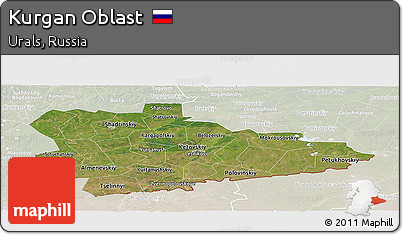 Satellite Panoramic Map of Kurgan Oblast, lighten