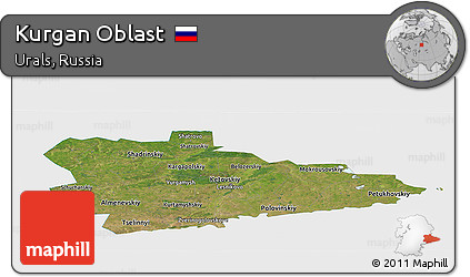 Satellite Panoramic Map of Kurgan Oblast, single color outside