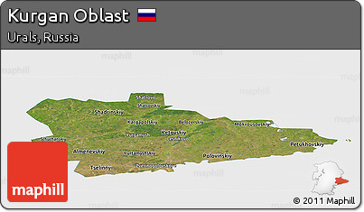 Satellite Panoramic Map of Kurgan Oblast, single color outside