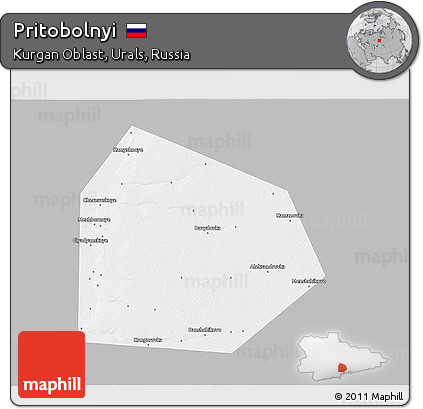 Gray 3D Map of Pritobolnyi, single color outside