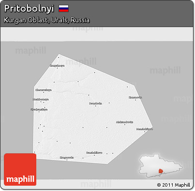 Gray 3D Map of Pritobolnyi, single color outside