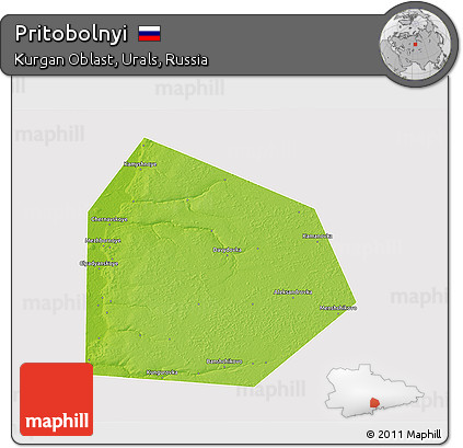 Physical 3D Map of Pritobolnyi, cropped outside