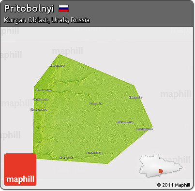 Physical 3D Map of Pritobolnyi, cropped outside