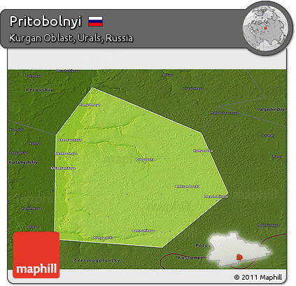 Physical 3D Map of Pritobolnyi, darken