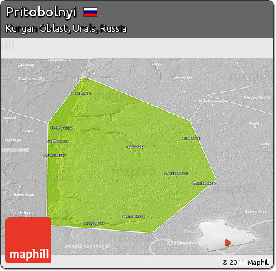 Physical 3D Map of Pritobolnyi, lighten, desaturated