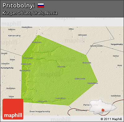 Physical 3D Map of Pritobolnyi, shaded relief outside