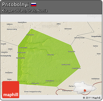 Physical 3D Map of Pritobolnyi, shaded relief outside