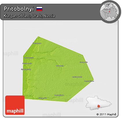 Physical 3D Map of Pritobolnyi, single color outside