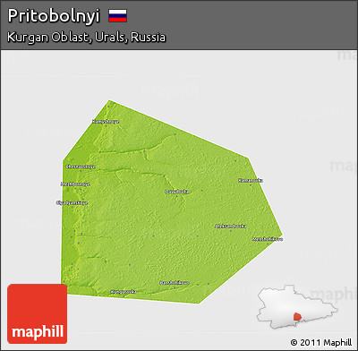 Physical 3D Map of Pritobolnyi, single color outside