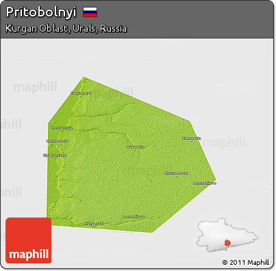 Physical 3D Map of Pritobolnyi, single color outside