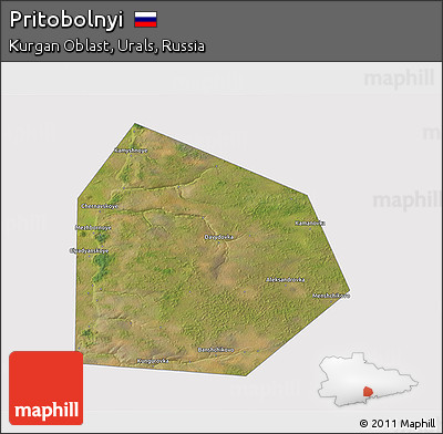 Satellite 3D Map of Pritobolnyi, cropped outside