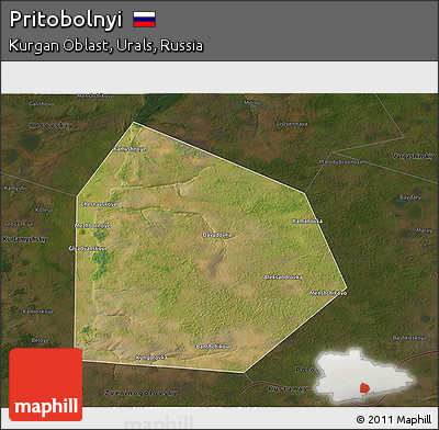 Satellite 3D Map of Pritobolnyi, darken