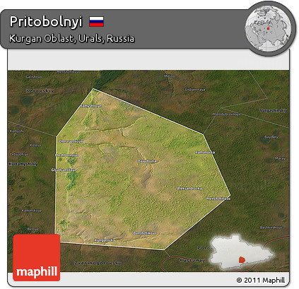 Satellite 3D Map of Pritobolnyi, darken