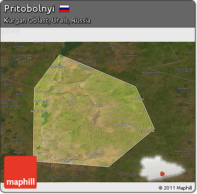 Satellite 3D Map of Pritobolnyi, darken