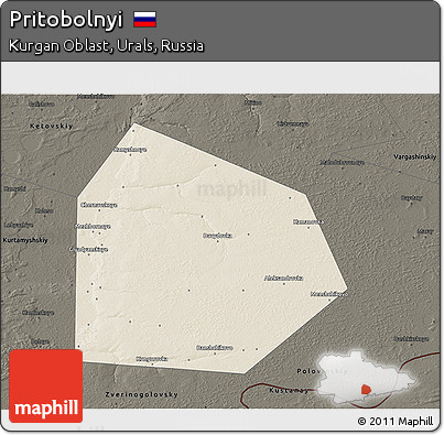 Shaded Relief 3D Map of Pritobolnyi, darken