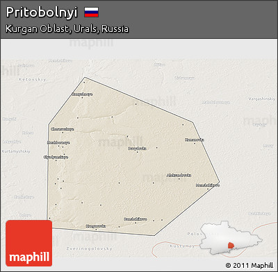 Shaded Relief 3D Map of Pritobolnyi, lighten