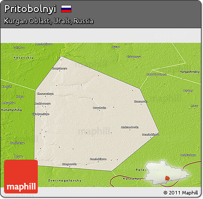 Shaded Relief 3D Map of Pritobolnyi, physical outside