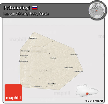 Shaded Relief 3D Map of Pritobolnyi, single color outside