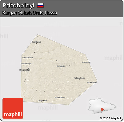 Shaded Relief 3D Map of Pritobolnyi, single color outside