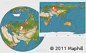 Satellite Location Map of Pritobolnyi, highlighted parent region, highlighted grandparent region, within the entire country