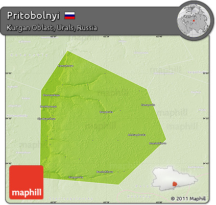 Physical Map of Pritobolnyi, lighten