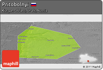 Physical Panoramic Map of Pritobolnyi, desaturated
