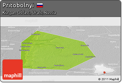 Physical Panoramic Map of Pritobolnyi, lighten, desaturated