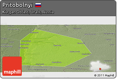 Physical Panoramic Map of Pritobolnyi, semi-desaturated