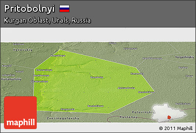 Physical Panoramic Map of Pritobolnyi, semi-desaturated