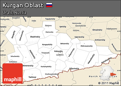 Classic Style Simple Map of Kurgan Oblast