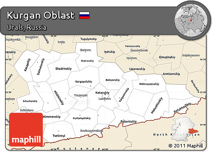 Classic Style Simple Map of Kurgan Oblast