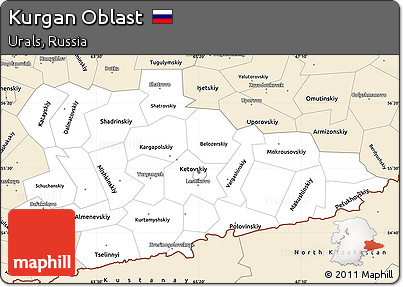 Classic Style Simple Map of Kurgan Oblast