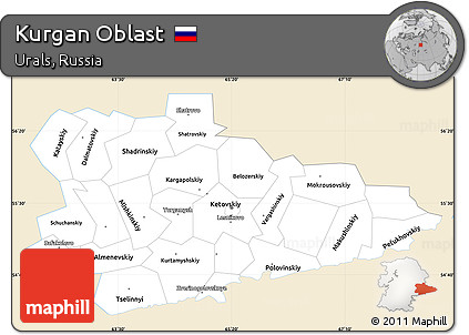 Classic Style Simple Map of Kurgan Oblast, single color outside