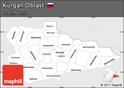 Silver Style Simple Map of Kurgan Oblast, single color outside