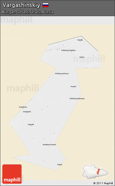 Classic Style 3D Map of Vargashinskiy, single color outside