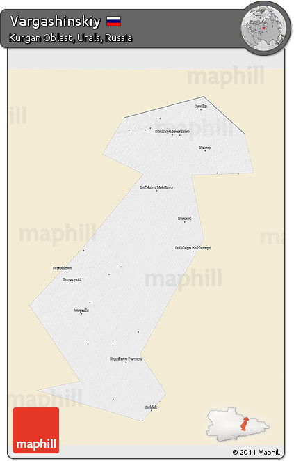Classic Style 3D Map of Vargashinskiy, single color outside