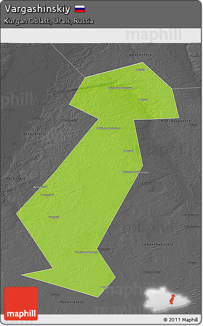 Physical 3D Map of Vargashinskiy, darken, desaturated