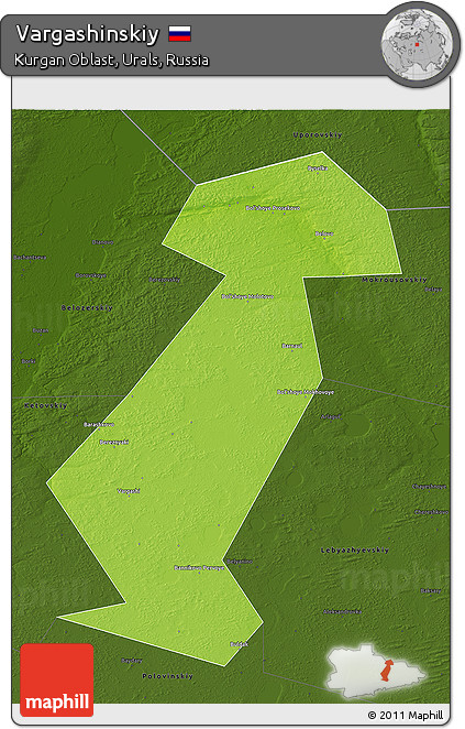 Physical 3D Map of Vargashinskiy, darken