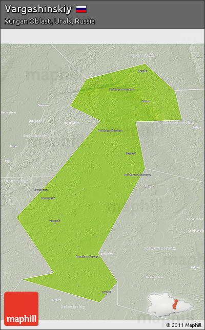 Physical 3D Map of Vargashinskiy, lighten, semi-desaturated